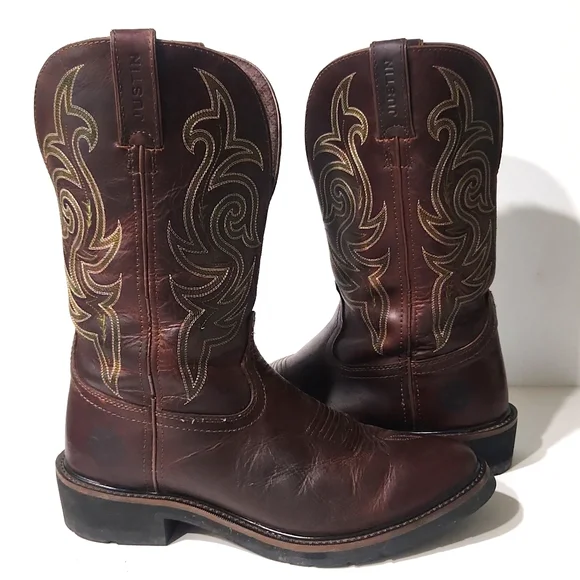Justin Stampede WK4575 Leather Western Cowboy Boots Men's Size 10.5 D - Picture 15 of 16
